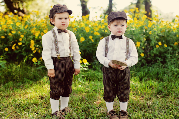 little boys in matching vintage clothes- photo by Austin based wedding photographer Christina Carroll